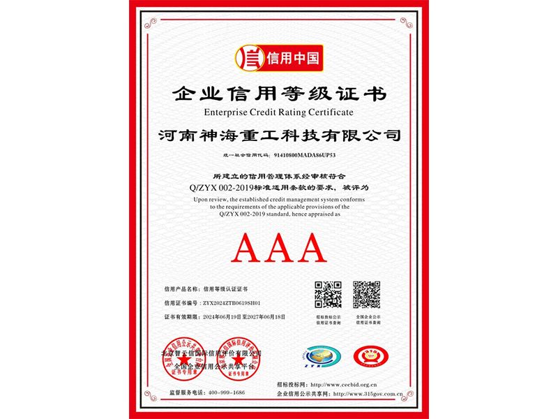 Enterprise Credit Rating Certificate