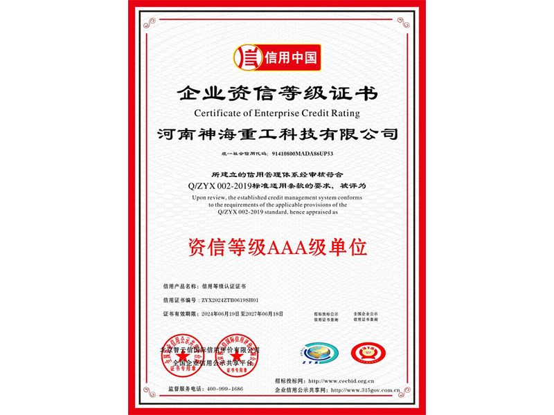 Enterprise Credit Rating Certificate